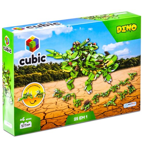 Blocos de Montar Cubic 25 em 1 Dinossauro 577 Peças Multikids - BR1615OUT [Reembalado]