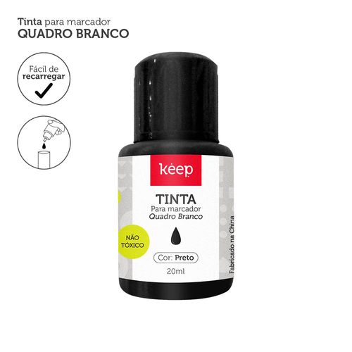 Tinta Refil Para Marcador de Quadro Branco 18ml Preto Caixa c/12 Unidades Keep - MR041OUT [Reembalado]