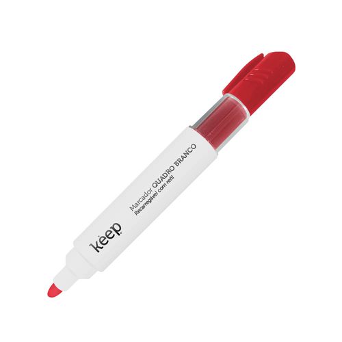 Pincel Marcador de Quadro Branco Recarregável Refil Vermelho c/ 12 Unidades Keep - MR003OUT [Reembalado]
