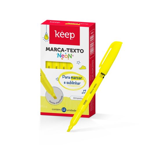 Marca Texto Amarelo Caixa 12 Unidades Keep - MR063OUT [Reembalado]