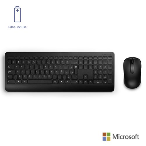 Kit Sem Fio para Desktop 900 Microsoft USB com Mouse Sensor Optico Ambidestro 100 e Teclado Multimidia Slim Criptografia - PT300005OUT [Reembalado]