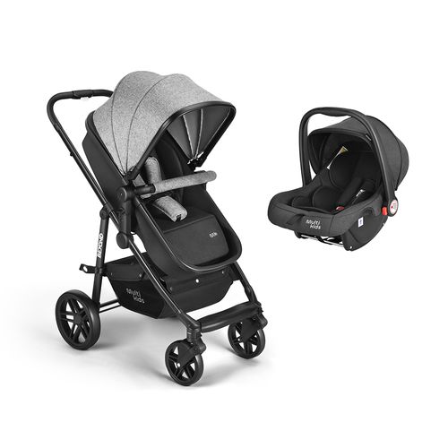 Carrinho De Bebê Beyond 2 em 1 Cinza e Bebê Conforto Class 0-13kgs Travel System Multikids - BB429K