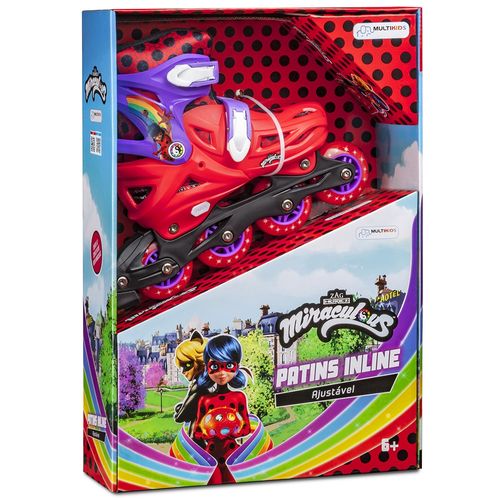 Patins Inline Ajustável Miraculous Ladybug Tam 35-38 Multikids - BR1629