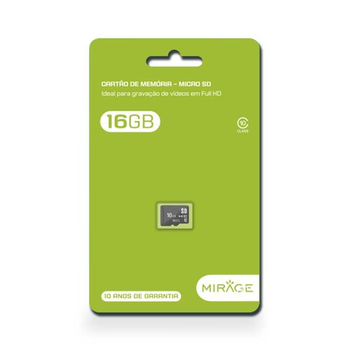Cartão de Memória Classe 10 16GB Preto Mirage - MC142
