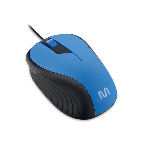 Mouse Com Fio Wave Conexão USB 1200dpi Cabo de 130cm 3 Botões Textura Emborrachada Azul - MO226