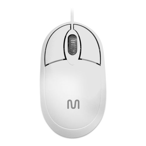 Mouse Com Fio Classic Conexão USB 1200dpi Cabo de 120cm 3 Botões Branco - MO302