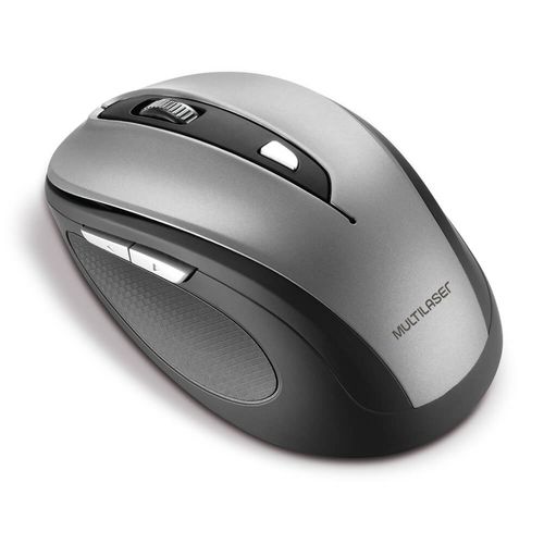 Mouse Sem Fio Comfort Conexão USB 1600dpi Ajustável 6 Botões Textura Emborrachada Cinza - MO238