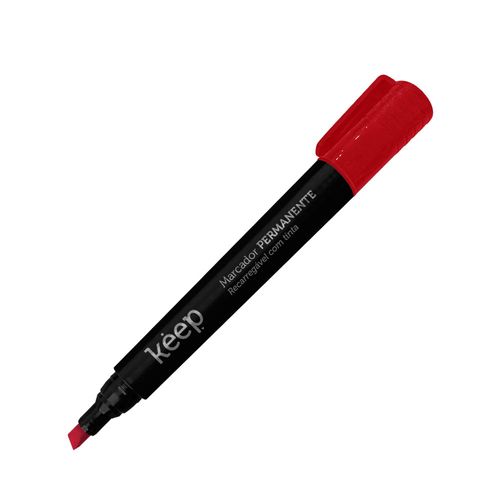 Pincel Marcador Permanente Recarregável Tinta Vermelho Caixa c/ 12 Unidades Keep - MR044