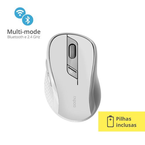 Mouse Rapoo Bluetooth + 2.4 ghz White s/ Fio Pilha Inclusa - RA014