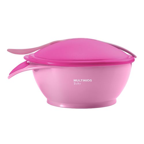 Prato Fundo com Colher Termossensível Funny Meal Rosa Multikids Baby - BB1122