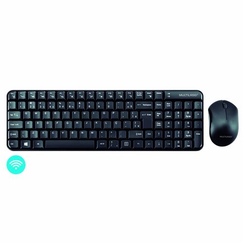 Kit Teclado e Mouse Sem Fio Compacto Multimídia Conexão USB 1000dpi Teclas Compactas Preto Multi - TC183OUT [Reembalado]