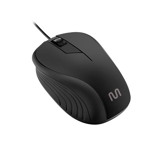 Mouse Com Fio Wave Conexão USB 1200dpi Cabo de 130cm 3 Botões Textura Emborrachada Preto - MO222OUT [Reembalado]