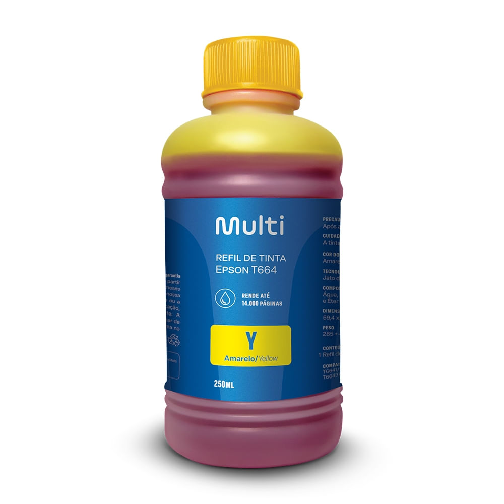 Refil de Tinta Amarelo 250ml - Compativel para Impressoras Epson - RF016OUT [Reembalado]