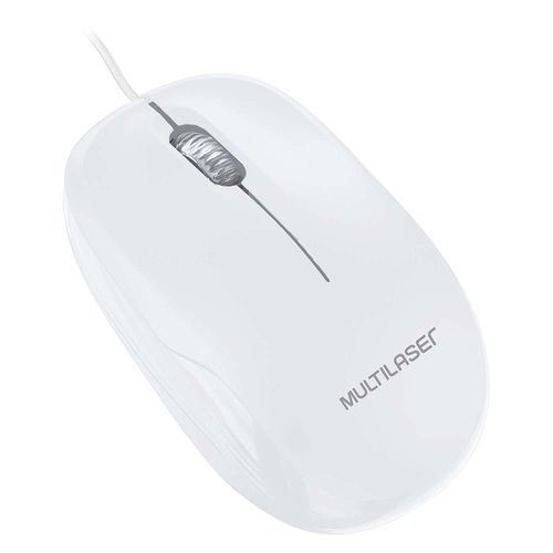 Mouse Com Fio Mid 1200dpi Conexão Usb Cabo de 120cm 3 Botões Textura Fosca Branco - MO294
