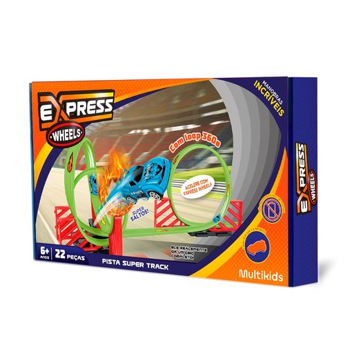 Pista de Corrida Super Track com Loop e Carrinho Express Wheels Multikids - BR1016