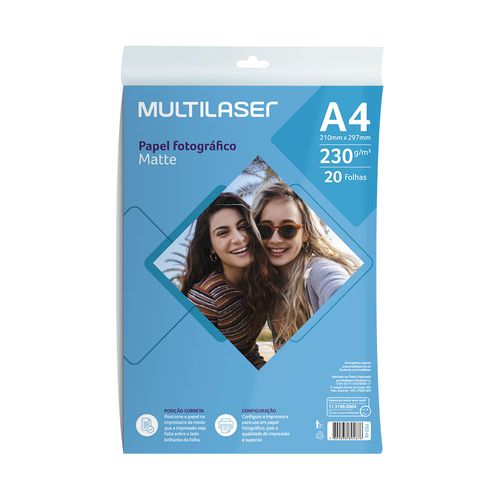 Papel Fotográfico Matte A4 230g com 20 Folhas - PE046