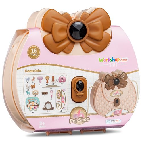 Workshop Jr 2 em 1 Bolsa Fashion Pet Shop com 16 Acessórios Multikids - BR1685