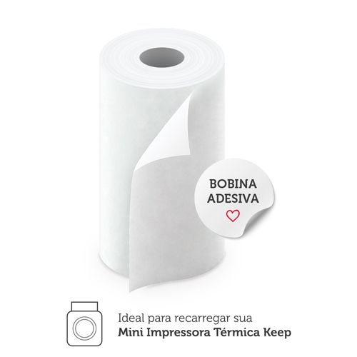 Papel Térmico Adesivo 3 Rolos p/ Mini Impressora 57x30mm Keep - KP003OUT [Reembalado]