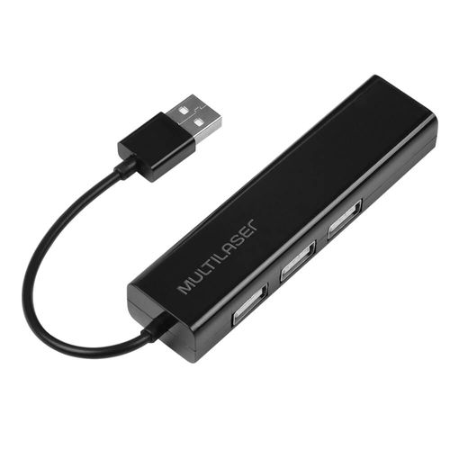 Conversor Ac, Hub Usb 2,0 3 Portas + Rj45 Fêmea Preto Multi - AC304OUT [Reembalado]