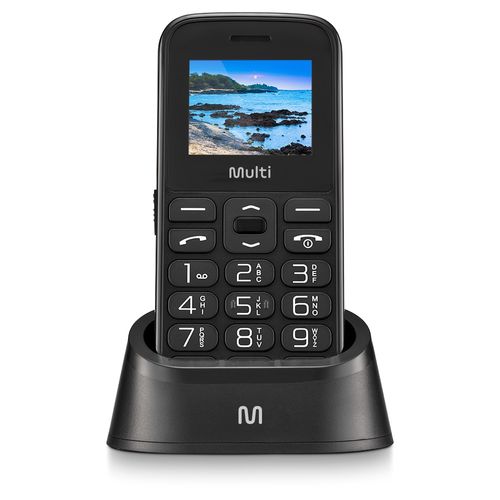 Celular Multilaser Vita com Base Carregadora Dual Chip  + Botão SOS + Rádio FM + MP3 + Bluetooth + Câmera - Preto - P9121OUT [Reembalado]