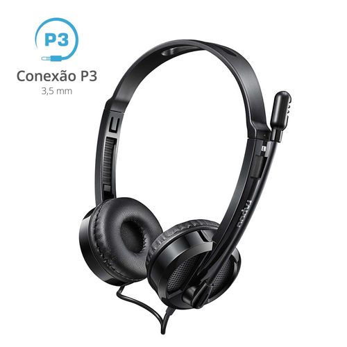 Headset Rapoo P2 P3 3.5mm Microfone Sem Ruído Preto H100 - RA019OUT [Reembalado]