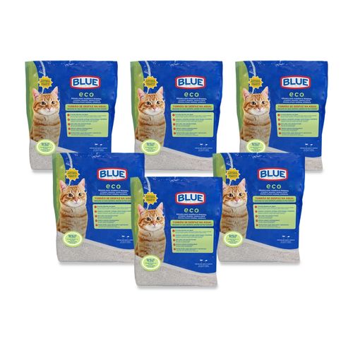 Pack 6x Areia Higiênica Biodegradável para Gatos 2Kg Eco Blue - PP440