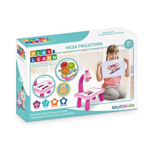 Mesa Projetora Para Desenhar Rosa Play e Learn Multikids - BR1601