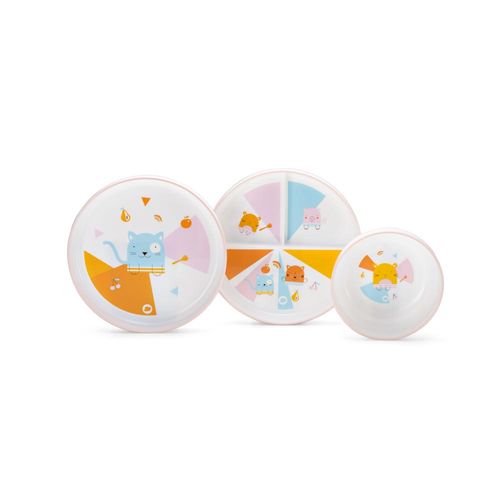 Kit Três Pratinhos Nhac Nhac! Pet Buddies Rosa Multikids Baby - BB1110OUT [Reembalado]