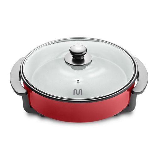 Panela Elétrica 1250W Com Revestimento Antiaderente, Seletor De Temperatura e Tampa De Vidro - 127V - Vermelha - Multi - CE114OUT [Reembalado]