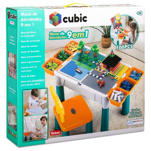 Mesa de Atividades Cubic com Blocos e Acessórios 9 em 1 Multikids - BR1212OUT [Reembalado]