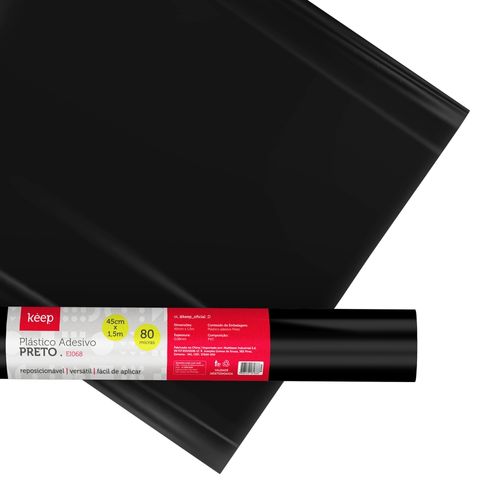 Plástico Adesivo Preto 0.05mm PVC 45cm x 1,5m Keep - EI068OUT [Reembalado]