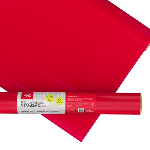 Plástico Adesivo Vermelho 0.05mm PVC 45cm x 2m Keep - EI066OUT [Reembalado]