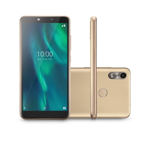 Smartphone Multi F 3G 16GB 1GB Tela 5,5 Sensor de Digitais Câmera traseira 5MP + 5MP frontal Dourado - P9106OUT [Reembalado]