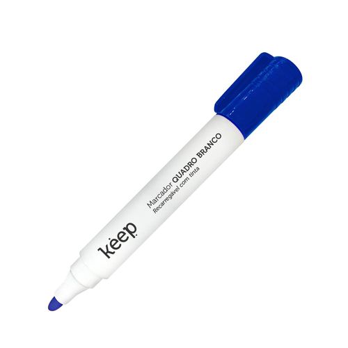 Pincel Marcador de Quadro Branco Recarregável Tinta Azul Caixa c/ 12 Unidades Keep - MR036OUT [Reembalado]