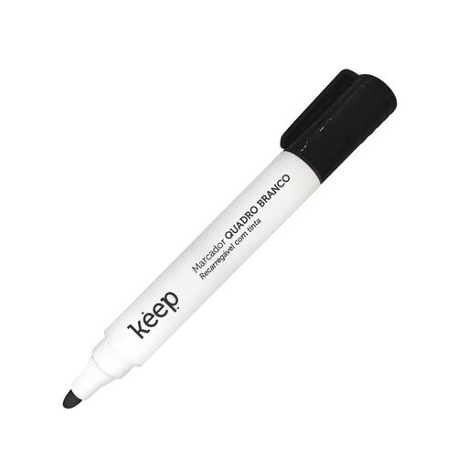Pincel Marcador de Quadro Branco Recarregável Tinta Preto Caixa c/ 12 Unidades Keep - MR038OUT [Reembalado]