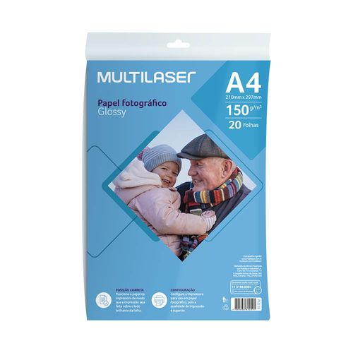 Papel Fotográfico Glossy A4 150g 20 Folhas - PE038