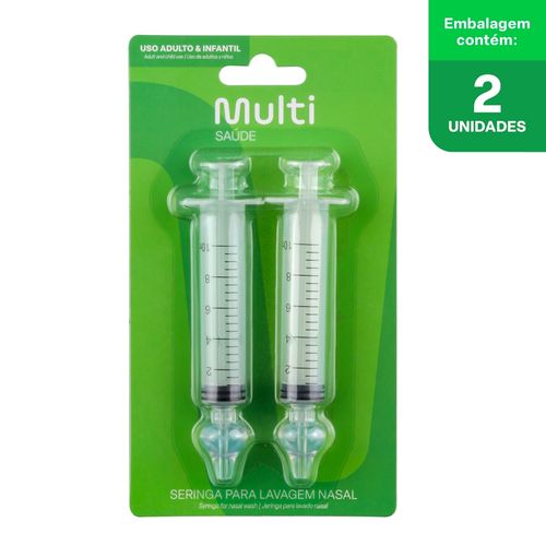 Seringa para Lavagem Nasal 10ml Adulto 2 unidades - Multi Saúde - HC398OUT [Reembalado]