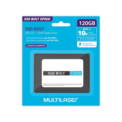 SSD Multilaser, 2.5 POL, SATA, 120GB, Bolt, Gravação até 400 MB/S - SS120