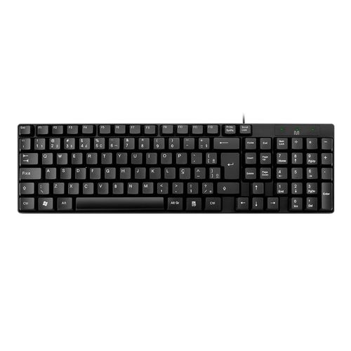 Teclado Com Fio Compacto Conexão USB Cabo de 120cm Resistente Água Preto - TC193OUT [Reembalado]