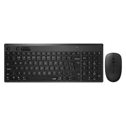 Combo Rapoo Teclado e Mouse sem Fio 2.4 ghz Black 5 Anos de Garantia Pilha Inclusa 8050T - RA003OUT [Reembalado]