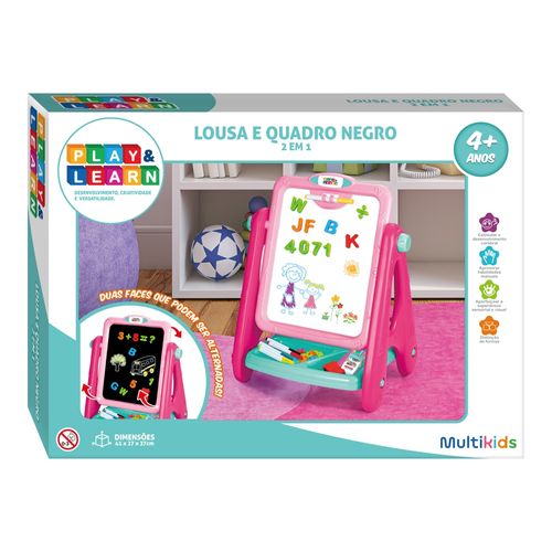 Lousa P/ Criança Magnética e Quadro Negro Play e Learn 2 em 1 Multikids - BR1767OUT [Reembalado]