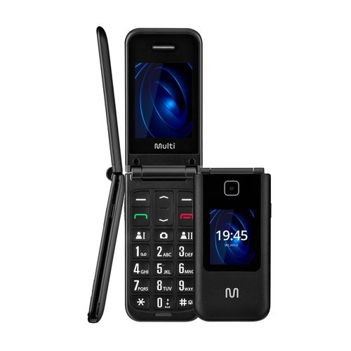 Celular Multi Flip Vita Duo 2G Dual Chip com duas telas + Botão SOS + Rádio FM + MP3 + Bluetooth + Câmera Preto - P9145