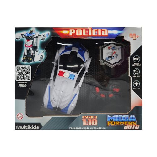 Carrinho Transformável Controle Remoto Megaformers Auto Police com Luz Multikids - BR1487