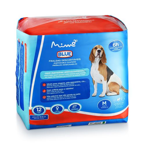 Fralda Higiênica Fêmea Tam. M 12pcs Blue Mimo - PP373OUT [Reembalado]