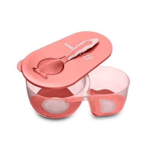 Prato Fundo com Divisória e Colher Funny Meal Rosa Multikids Baby - BB054