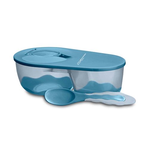 Prato Fundo com Divisória e Colher Funny Meal Azul Multikids Baby - BB053