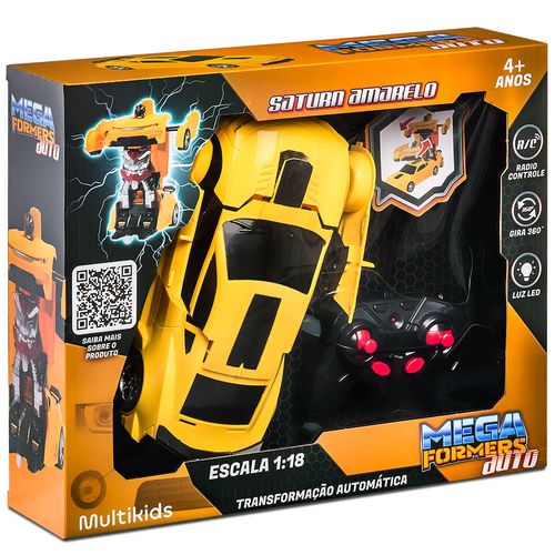Carrinho Transformável Controle Remoto Megaformers Auto Saturn Amarelo Multikids - BR1653
