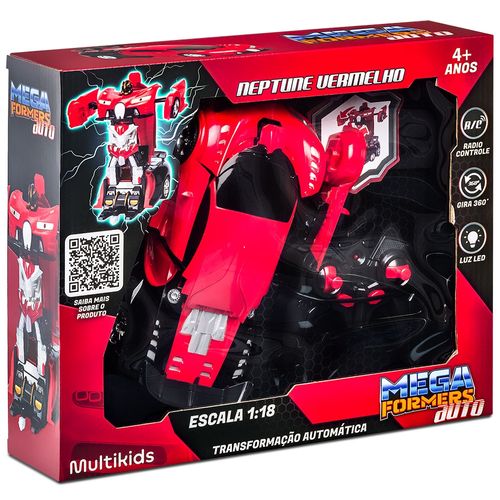 Carrinho Transformável Controle Remoto Megaformers Auto Neptune Vermelho Multikids - BR1651