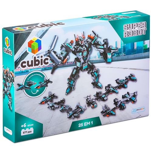 Blocos de Montar Cubic 25 em 1 Super Robot 577 Peças Multikids - BR1618