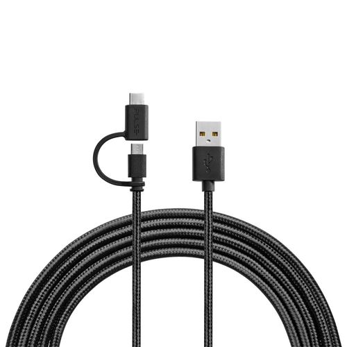 Cabo Premium 2 em 1 Micro USB/Tipo-C 1,5m Pulse - WI415